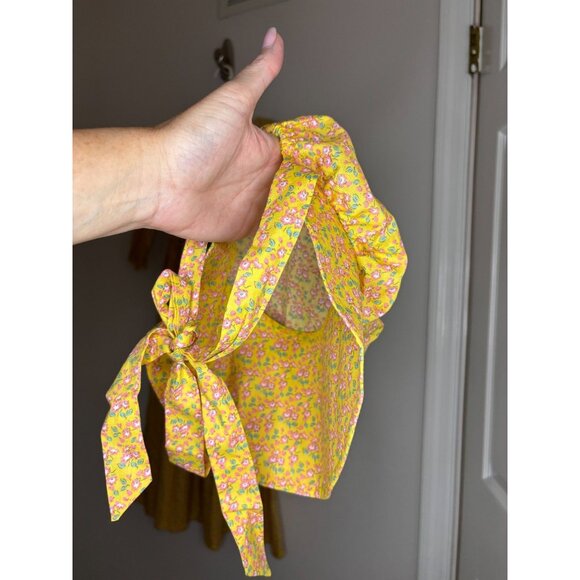 RELIBEAUTY NEW Yellow Floral Long Slv Dress Prairie Girls 150 (12) Lace Bonnet - Picture 2 of 11